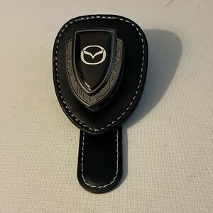 Mazda Logo Sunglass Holder for Car Black PU Leather NWT